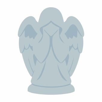 頭を垂れた天使の石像 ハロウィン,天使,石像,祈る,グレー,シンプル,イラストのイラスト素材