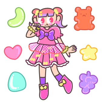 ポップな女の子 女の子,グミ,お菓子,ポップ,ファッションのイラスト素材
