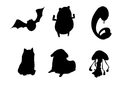 動物のシルエット　まとめ 動物,シルエット,影,黒色,シンプルのイラスト素材