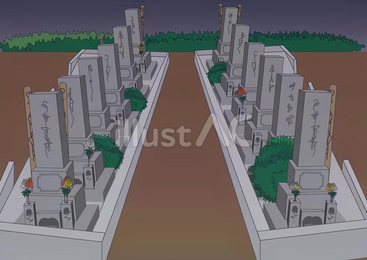夜の墓地 墓地,お墓,霊園のイラスト素材