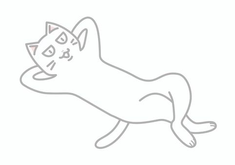 休息を取る白猫 猫,休息,リラックス,寝転ぶ,腕枕,かわいい,ほのぼの,のんびり,白猫,キャラクターのイラスト素材