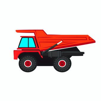 乗り物 074 ダンプカー,工事車両,トラック,車,建設,工事,重機,イラスト,はたらく車,赤のイラスト素材