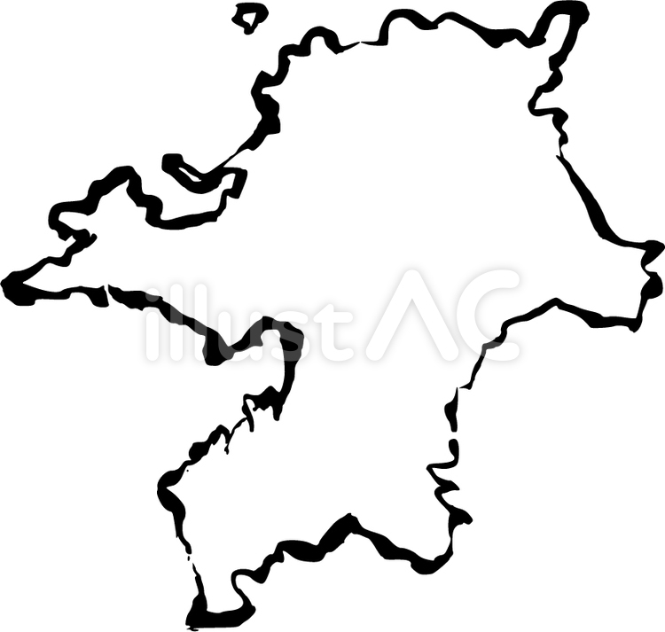 福岡県（筆書き） 福岡,筆,地図のイラスト素材
