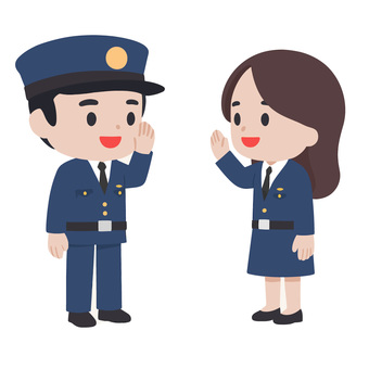 挨拶する警察官 警察官,挨拶,笑顔,礼儀,公務員,制服,信頼,コミュニケーション,丁寧,社会のイラスト素材