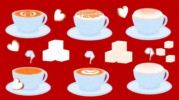 カフェラテ_透過 カフェラテ,食べ物,飲み物,茶色,水色,カフェ,クッキー,砂糖,オシャレ,透過のイラスト素材