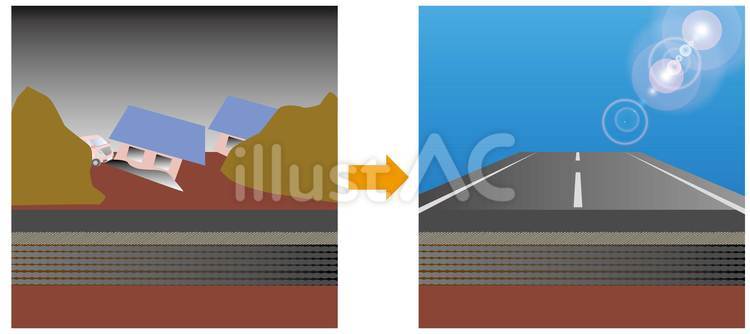 災害復旧工事イメージ 災害復旧,道路,工事のイラスト素材