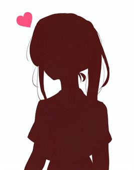 一つ結びの恋する女性　影絵 女性,恋,恋愛,シルエット,かわいい,ポニーテール,ときめき,若い,サイドテール,ときめくのイラスト素材