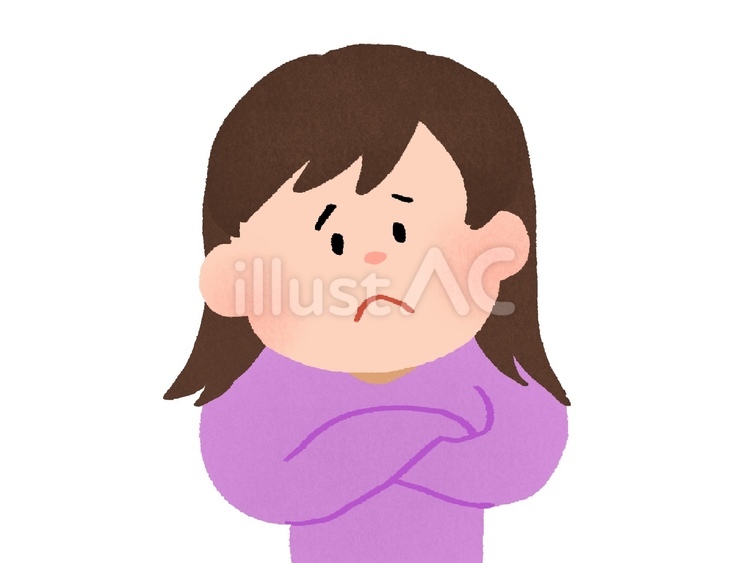 腕を組んで困った顔をする女性01 女性,困る,腕組のイラスト素材