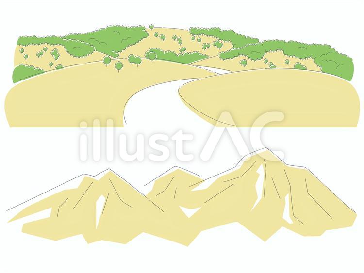 アウトドア系の背景・山と林間 背景,山,林間のイラスト素材