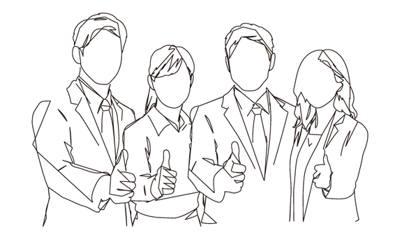 ビジネスチームワークの線画イラスト チーム,会社員,チームワーク,線画,ビジネス,ベクター,同僚,成功,勝利,グループのイラスト素材