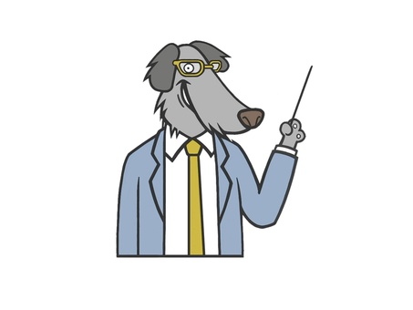 講義や説明をする動物の犬の教師(先生) 犬,動物,セミナー,講師,講義,コーチング,説明,解説,先生,教えるのイラスト素材