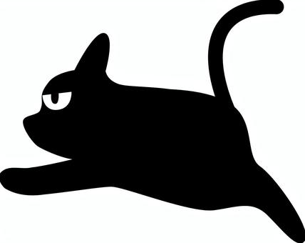 黒猫目つき悪い 黒猫,目つき,悪い,走る,ジャンプ,シルエット,かわいい,ペット,デフォルメのイラスト素材