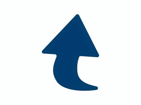 手書きカーブ角丸矢印・青 矢印,手描き,カーブ,青,丸み,指し示す,マーカー,メモ,注目,強調のイラスト素材