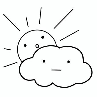 晴れ時々曇りのマーク モノクロ 晴れ時々曇りのマーク モノクロ 雲,太陽,天気,くもり,イラスト,シンプル,モノクロのイラスト素材