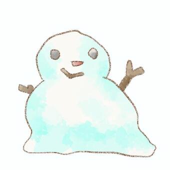 とけるゆきだるま ゆきだるま,溶ける,冬,水彩,鉛筆のイラスト素材