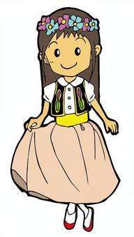 ドレスを着ている女の子 子ども,女の子,ドレス,幼稚園,保育園,こども園,園児,絵カード,生活発表会のイラスト素材