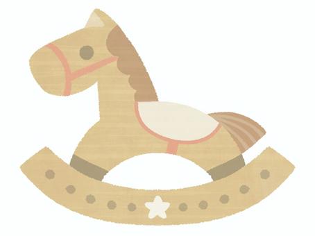 木馬のおもちゃ 木馬,木製,玩具,茶色,ゆらゆら,揺れる,跨る,乗り物,ロッキングホース,レトロのイラスト素材