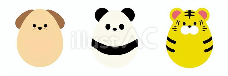 イースターエッグ　犬・パンダ・トラ イースターエッグ,イースター,たまごのイラスト素材