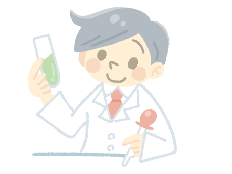 男性の研究者 研究者,科学者,博士,男性,白衣,化学,実験,試験管,スポイト,理科のイラスト素材