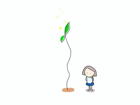 芽と女の子 おかっぱ 芽と女の子 おかっぱ 植物,芽,女の子,おかっぱ,寄り添うのイラスト素材