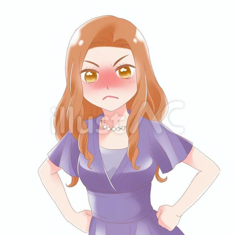 女性　ドレス　怒る　タイプG 女性,怒る,ドレスのイラスト素材