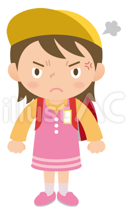 怒る小学生の女の子 怒る,小学生,女の子のイラスト素材