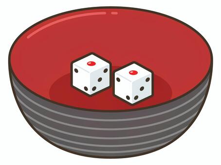 サイコロ_05 サイコロ,ダイス,賽,お椀,器,チンチロ,チンチロリン,賭博,立方体,六面体のイラスト素材