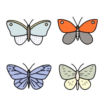 カラフルな蝶のイラストセット
