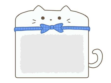 白猫のおなかのメモ帳フレーム（線なし） 猫,白猫,メモ帳,フレーム,ふせん,手描き,かわいい,ゆるい,デフォルメのイラスト素材