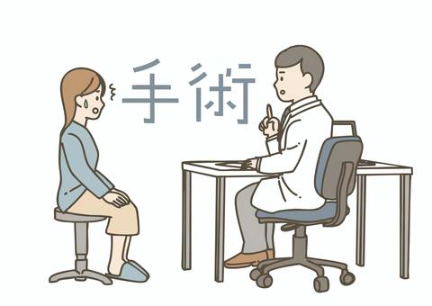 手術を勧められて驚く女性患者 手術を勧められて驚く女性患者 手術,医師,患者,女性,診察,説明,驚き,ショック,医療,病院のイラスト素材