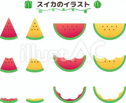 切ったスイカのイラスト セット