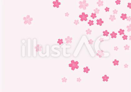 桜の花の散る春の和風フレーム背景2薄桜色