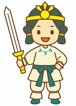 須佐之男命 須佐之男命,日本神話,スサノオ,スサノオノミコト,勾玉,みずら,男性,剣,考古,古代のイラスト素材