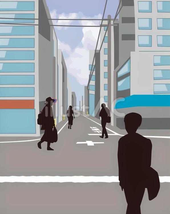 人通り　　路地裏　　 人通り,歩行者,シルエットのイラスト素材