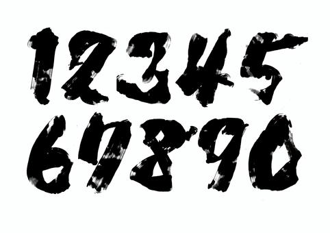平筆文字＿数字 数字,筆文字,筆,書体,フォント,文字,ロゴ,タイトル,手書き,fontのイラスト素材