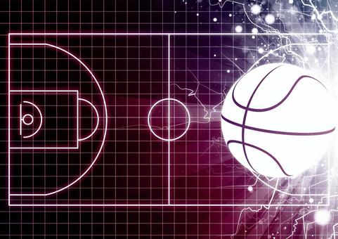 紫色の雷とバスケットボールのコート 紫色の雷とバスケットボールのコート スポーツ,バスケットボール,コート,グリッド,稲妻,雷,光,パーティクル,紫色,背景のイラスト素材