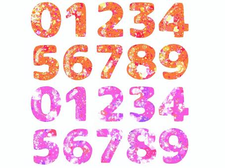 数字_ホログラム 数字,ネオンカラー,デジタルステッカー,キラキラ,ホログラム,ラメ,グリッター,デジタル文房具のイラスト素材