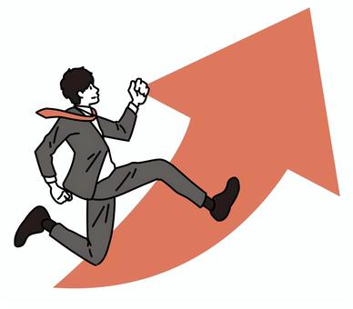 A man in a running suit and a rising arrow, , JPG, PNG and AI