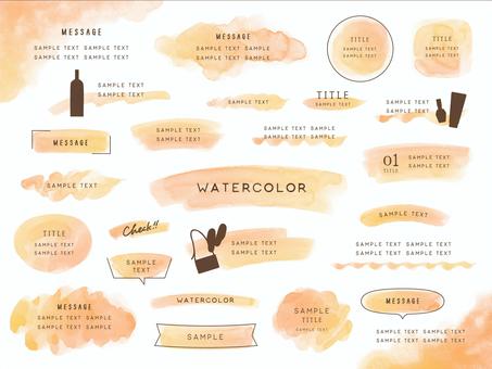 Fluffy orange watercolor frame material, JPG, PNG and AI Fluffy orange watercolor frame material, ألوان مائية, خلفية, إطار, JPG, PNG and AI