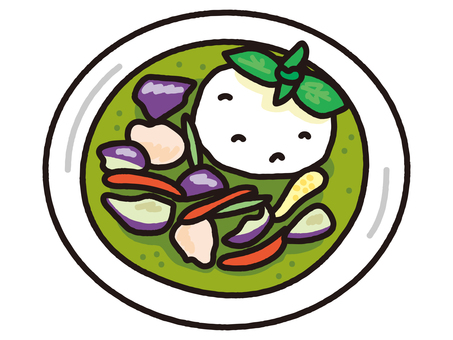 タイ料理グリーンカレー グリーンカレー,タイ,タイ料理,ココナッツミルク,カレー,タイカレー,ナス,たけのこ,アジアンフード,エスニックのイラスト素材