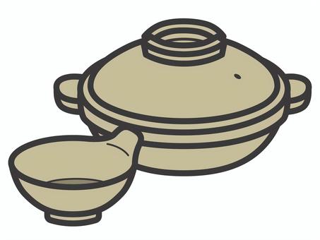 土鍋と呑水のセット01 土鍋,呑水,鍋,とんすい,和食器,取り皿,セット,アイコン,マーク,シンプルのイラスト素材