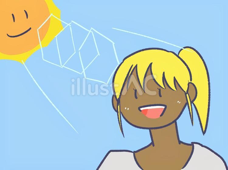 強い日差し 日差し,女性,人物のイラスト素材
