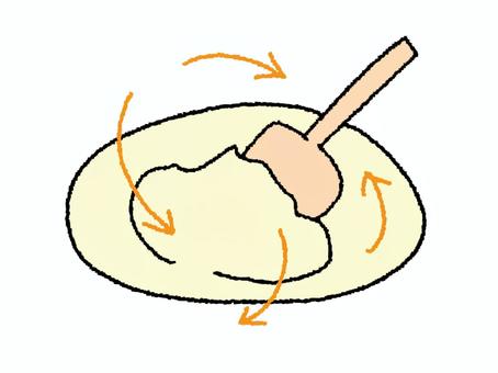 混ぜる 混ぜる,材料,クリームチーズ,食べ物,pop調,手描き,挿絵,ワンポイント,素材,商用可のイラスト素材