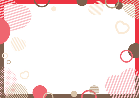 バレンタインの幾何学模様のフレーム02 バレンタイン,フレーム,背景,ハート,幾何学,模様,枠,飾り枠,2月,冬のイラスト素材