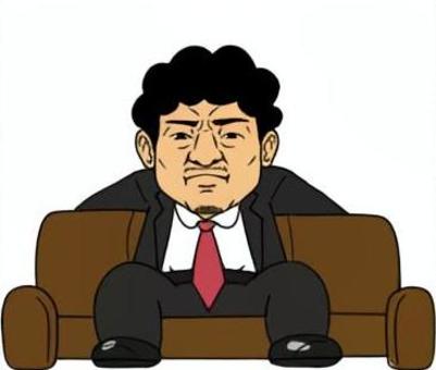 ソファでふんぞり返ってるアフロ上司 アフロ,ふんぞり返る,ソファ,怒り,上司,会社員,スーツ,ネクタイ,男性,人物のイラスト素材