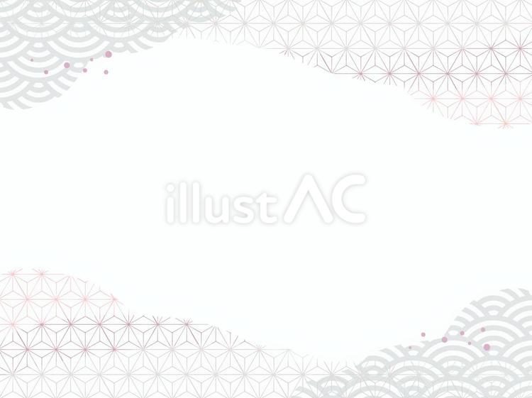 和モダンな青海波と麻の葉フレーム（藤） 年賀状,2025年,令和7年のイラスト素材