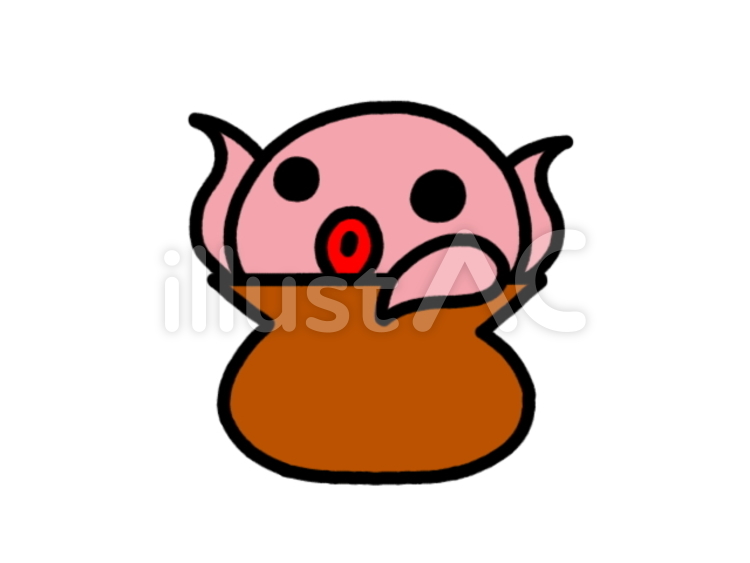 タコつぼ　桃 たこ,たこつぼ,習性のイラスト素材