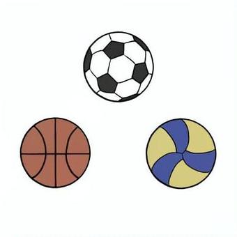 ボール3種　スポーツ スポーツ,サッカーボール,白,黒,バスケットボール,茶色,バレーボール,青,黄色,丸いのイラスト素材