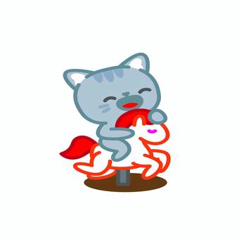 イラスト073 猫,かわいい,キャラクター,ネコ,遊び,公園,遊具,子供,楽しい,イラストのイラスト素材