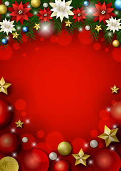 Christmas25144 ポインセチア,星,雪,結晶,キラキラ,オーナメント,クリスマス,スター,玉,ボールのイラスト素材
